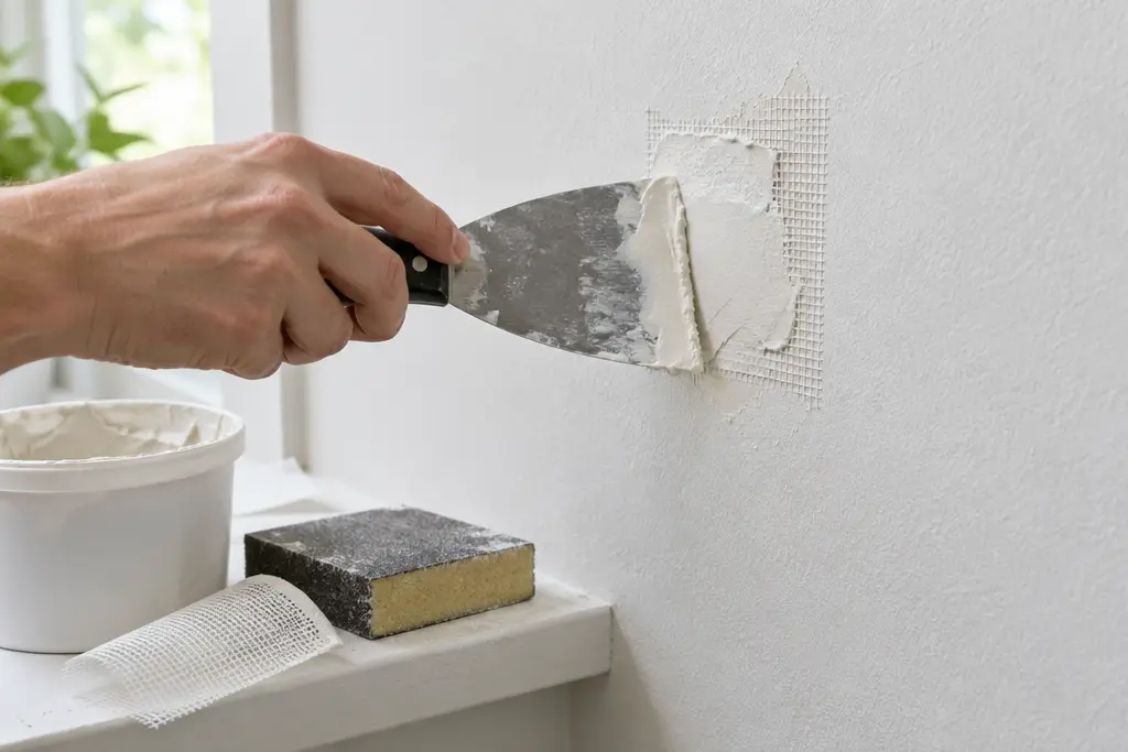 Patching a hole in drywall with a putty knife