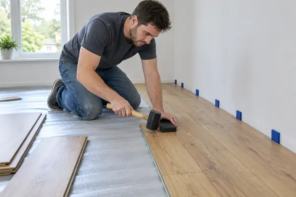 Installing click-lock laminate planks with spacers